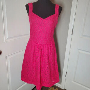 Anthropologie Deletta Med Pink Silverfield Dress Sweetheart Floral Lace Eyelet
